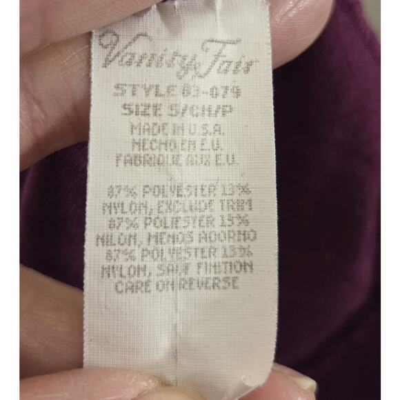 Vtg Vanity Fair S Purple Velvet Velour Robe Housecoat Lightweight Snap Pockets - Picture 7 of 11